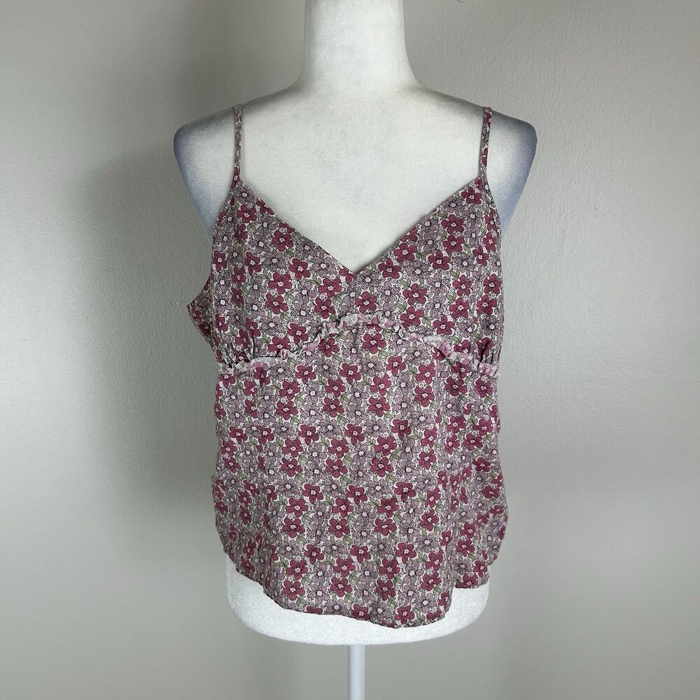 Y2K Tank Top Cami Floral Babydoll V-neck Cotton Cottage Prairie Peasant Coquette